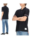 Lightweight Cotton Short Sleeve Polo Shirt Navy - THOM BROWNE - BALAAN 2