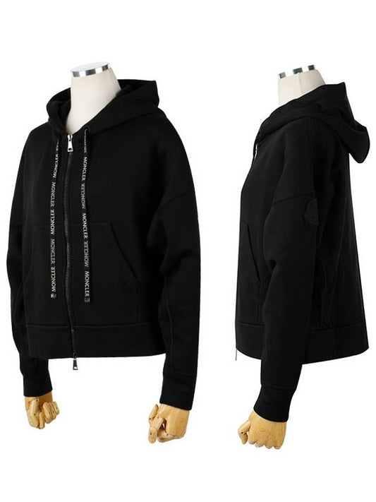 Logo String Zip Up Hoodie Black - MONCLER - BALAAN 2