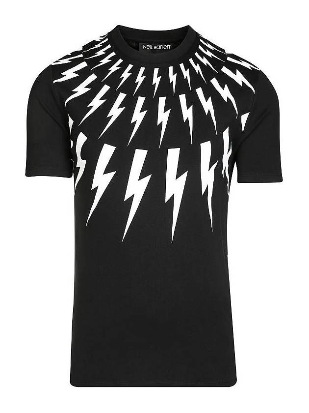 Fairisle Thunderbolt Slim Fit Short Sleeve T-Shirt Black - NEIL BARRETT - BALAAN 2