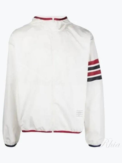 Military Ripstop Mesh 4-Bar Packable Hooded Jacket White - THOM BROWNE - BALAAN 2