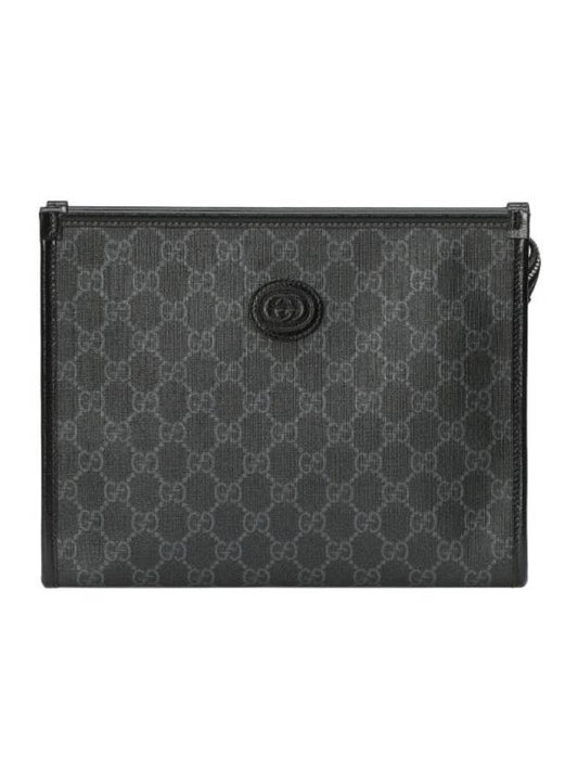 Interlocking G Canvas Clutch Bag Black - GUCCI - BALAAN.