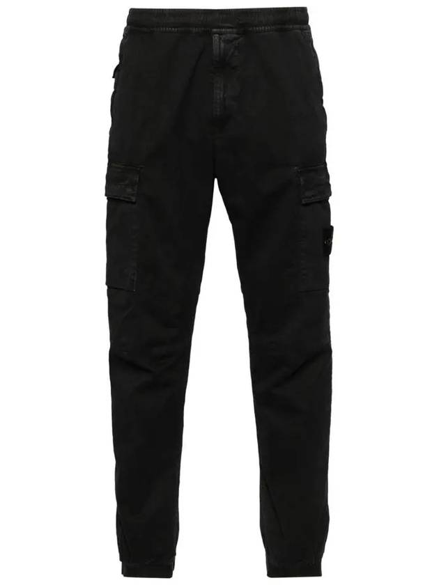 Stretch Cotton Cargo Straight Pants Black - STONE ISLAND - BALAAN 3