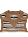 Striped Soft Wool Knit Vest Brown - GANNI - BALAAN 4