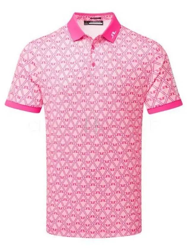 Tour Tech Geo Print Short Sleeve Polo Shirt Fuchsia Purple - J.LINDEBERG - BALAAN 2