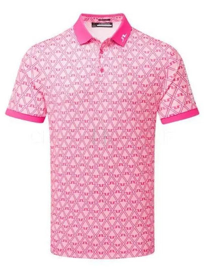 Tour Tech Geo Print Short Sleeve Polo Shirt Fuchsia Purple - J.LINDEBERG - BALAAN 2