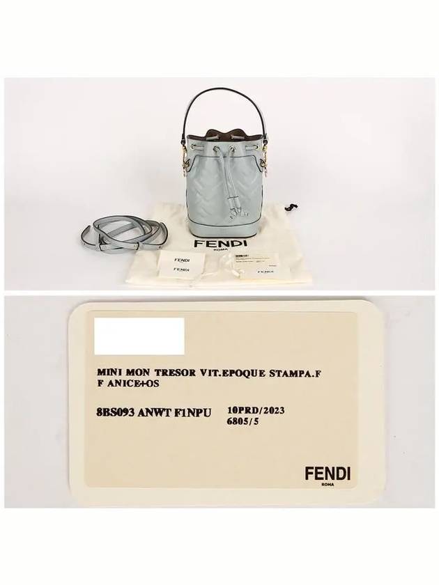 Mon Tresor FF Motif Leather Mini Bag Light Blue - FENDI - BALAAN 8
