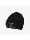 Goggle Detail Ribbed Beanie Black - CP COMPANY - BALAAN 4