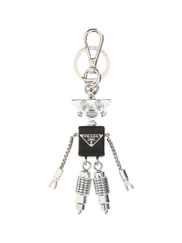 Saffiano Leather Robot Trick Key Holder Silver - PRADA - BALAAN 1