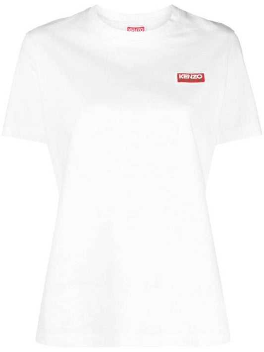 Women's Paris Logo Loose Cotton Short Sleeve T-Shirt Off-White - KENZO - BALAAN 1