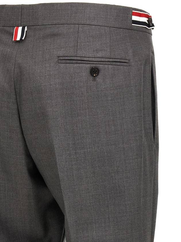 Low Rise Side Tab Wool Slacks Grey - THOM BROWNE - BALAAN 5