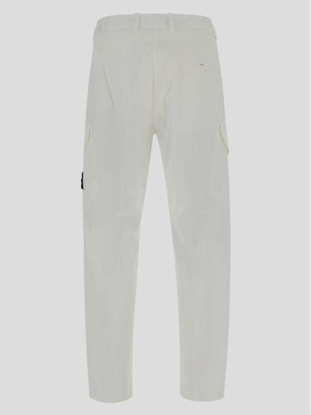 Regular Fit Cargo Cotton Straight Pants White - STONE ISLAND - BALAAN 3