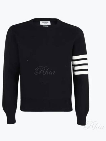 4 Bar Armband Milano Stitch Knit Top Navy - THOM BROWNE - BALAAN 2