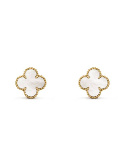 Vintage Alhambra Earrings Gold White - VANCLEEFARPELS - BALAAN 2