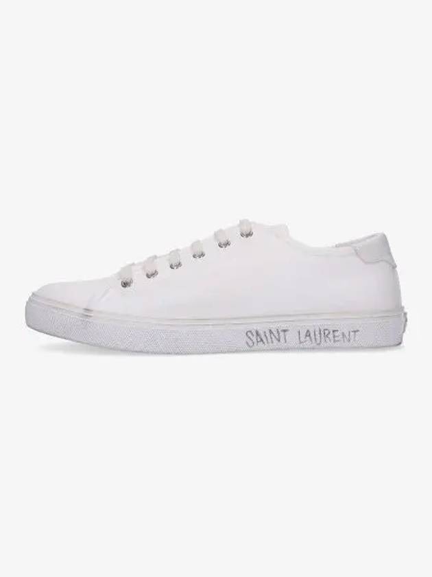 Malibu Logo Canvas Low Top Sneakers White - SAINT LAURENT - BALAAN 2