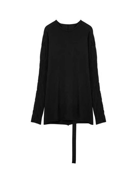 WOMEN DRKSHDW Shirring Sleeve Round Neck T-Shirt Black 270585 - RICK OWENS - BALAAN 1