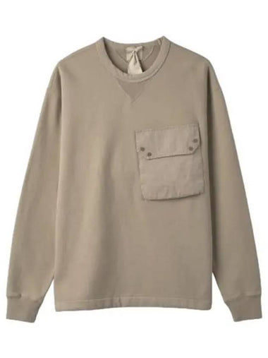 Garment dyed crew neck pocket sweatshirt beige - TEN C - BALAAN 1