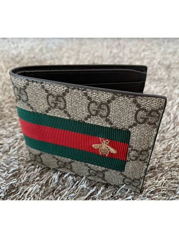 Supreme three stripe bee embroidery bifold wallet - GUCCI - BALAAN 1