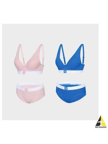 adidas UNDERWEAR No wire Trefoil Vivid Bra Panties 2 Set BU L PK - ADIDAS - BALAAN 1