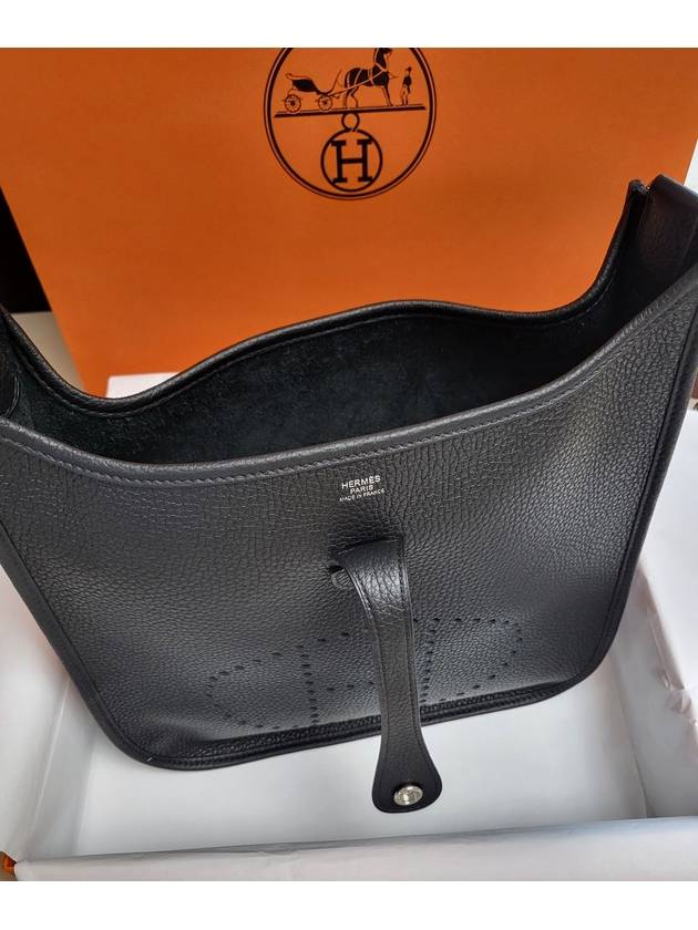 Evelyn 29 Silver Palladium Cross Bag Black - HERMES - BALAAN.