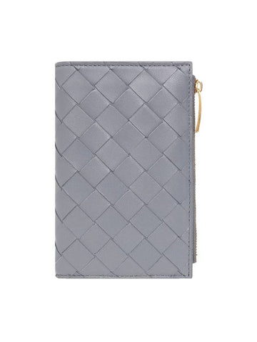 Women's Intrecciato Leather Medium Wallet Gray - BOTTEGA VENETA - BALAAN 1