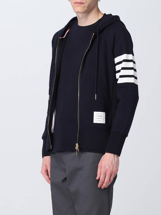 Engineered 4 Bar Diagonal Zip Up Hoodie Navy - THOM BROWNE - BALAAN 5