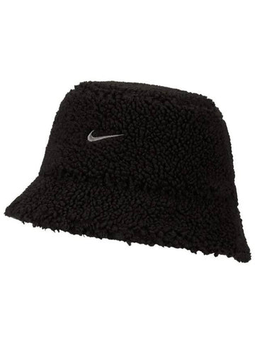 Reversible Fleece Bucket Hat Black Gray - NIKE - BALAAN.