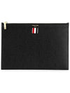 Pebble Grain Three Stripes Zipper Small Clutch Bag Black - THOM BROWNE - BALAAN 3