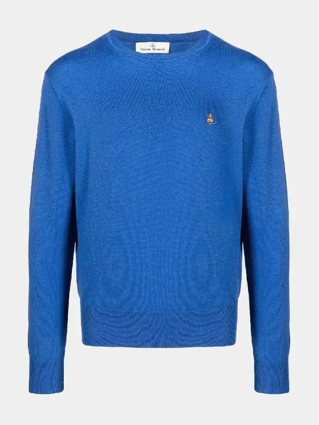 ORB Embroidered Crew Neck Knit Top Blue - VIVIENNE WESTWOOD - BALAAN 2