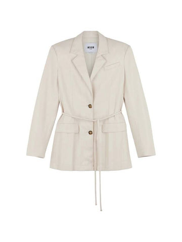 Belted Blazer Jacket Ivory - MSGM - BALAAN 1