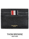 Stripe Note Compartment Pebble Grain Leather Card Wallet Black - THOM BROWNE - BALAAN 2