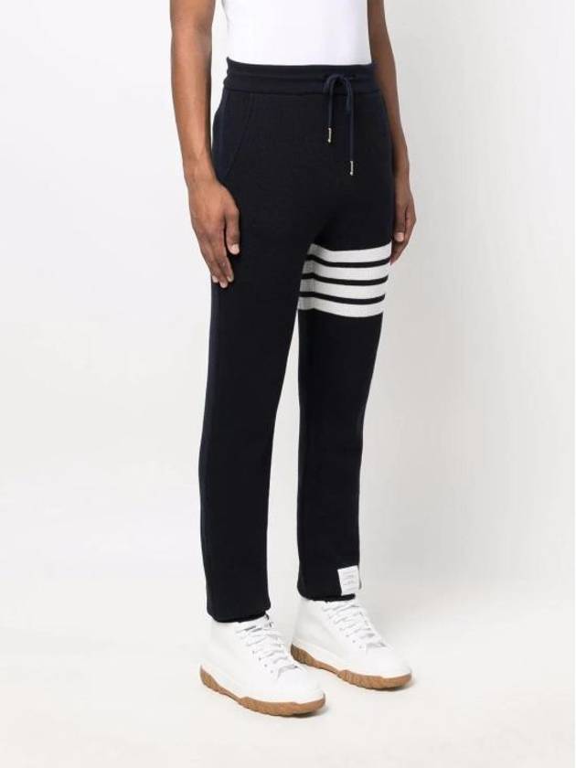 4-Bar Knitted Track Pants Navy - THOM BROWNE - BALAAN 4