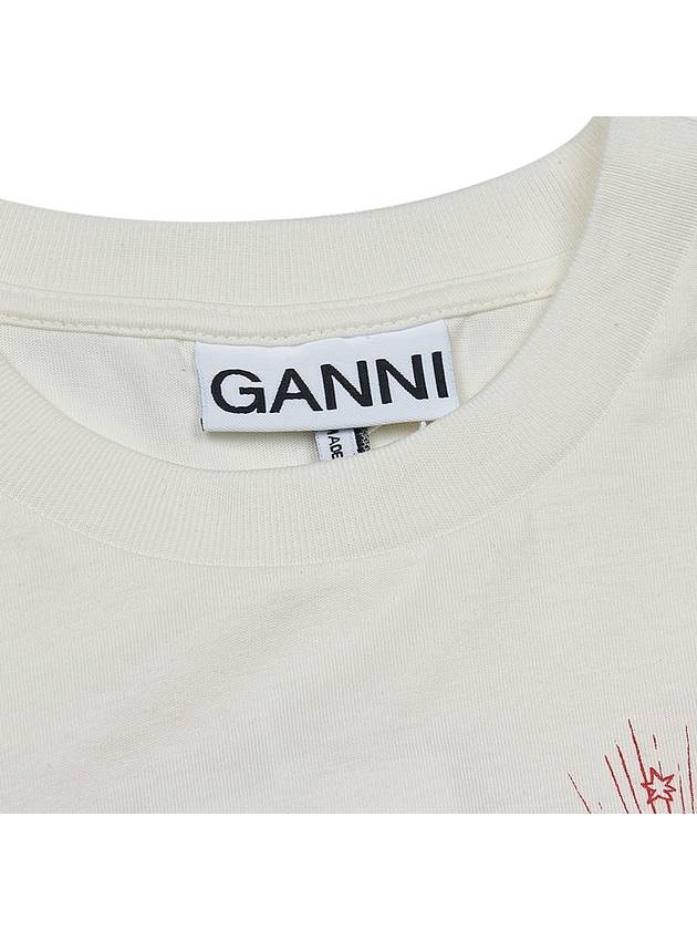 Logo Print Crew Neck Short Sleeve T Shirt White - GANNI - BALAAN 6