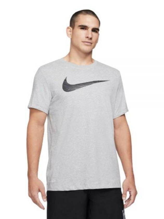 Swoosh Dri Fit Cotton Short Sleeve T-Shirt Grey - NIKE - BALAAN 2