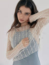 Heart lace slit long sleeve t shirt beige - MADIN - BALAAN 3