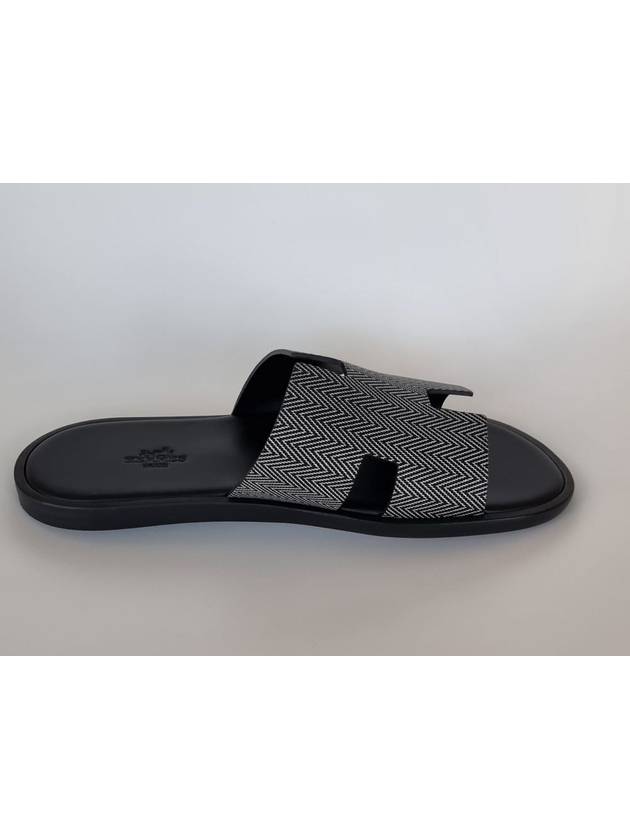 Izmir Chevron Slippers Blanc Black - HERMES - BALAAN 4