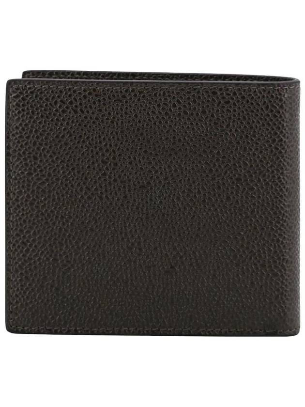 Pebble Grain Leather Half Wallet Dark Brown - THOM BROWNE - BALAAN 5