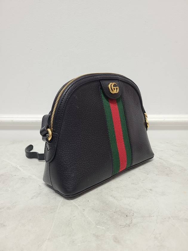 Black Leather Ophidia GG Three Stripes Web Small Shoulder Bag - GUCCI - BALAAN 3