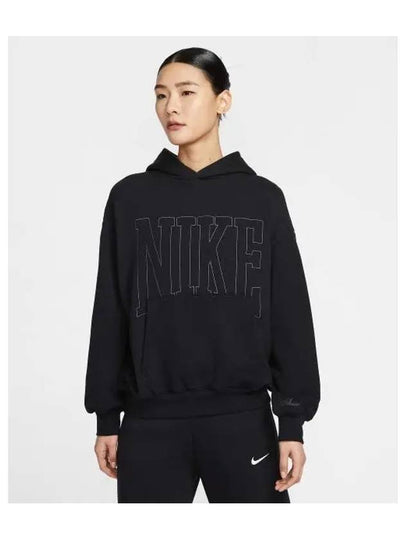 Oversized French Terry Hoodie Black - NIKE - BALAAN 2