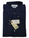 Men's Diagonal Solid Flannel Long Sleeve Shirt Navy - THOM BROWNE - BALAAN 3