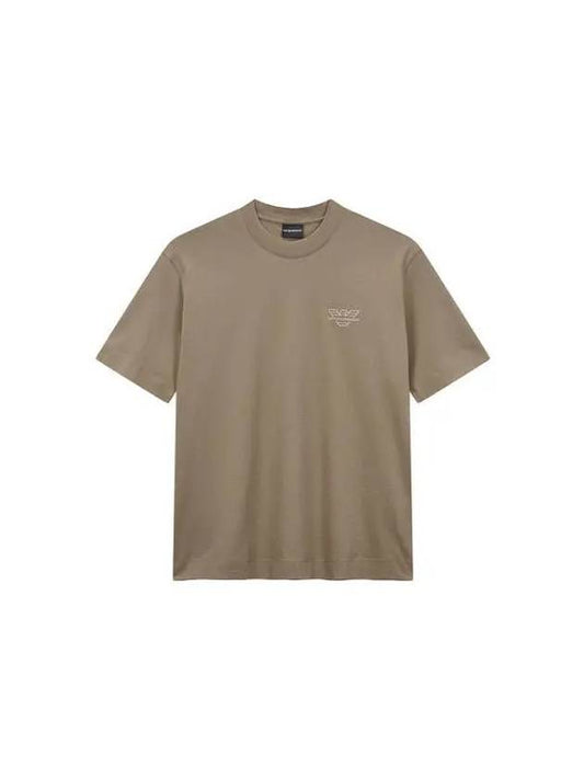 Men s Outline Eagle Logo T Shirt Khaki - EMPORIO ARMANI - BALAAN 1