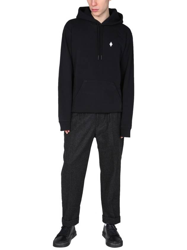 Logo Print Cross Regular Hoodie Black - MARCELO BURLON - BALAAN 3