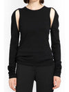 Cutout Cotton Long Sleeve T-Shirt Black - HELMUT LANG - BALAAN 1