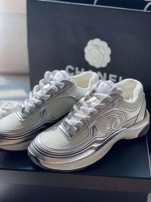 Sneakers Fabric Laminated White Silver - CHANEL - BALAAN 2