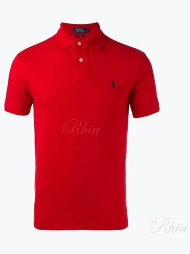 Iconic Mesh Slim Fit Polo Shirt Red - POLO RALPH LAUREN - BALAAN 2