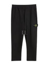 Logo Badge Fleece Regular Fit Jogger Pants Black - STONE ISLAND - BALAAN 2