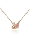 Dazzling Swan Pendant Necklace Pink Rose Gold - SWAROVSKI - BALAAN 4