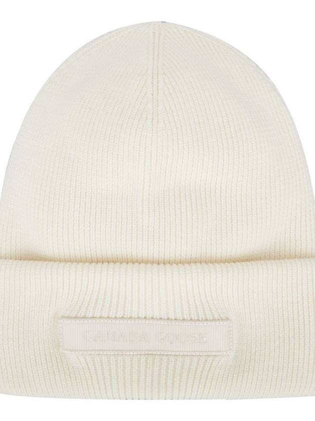 Logo Wool Beanie White - CANADA GOOSE - BALAAN 4