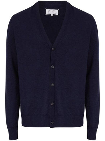 V-Neck Wool Cardigan Navy - MAISON MARGIELA - BALAAN 1