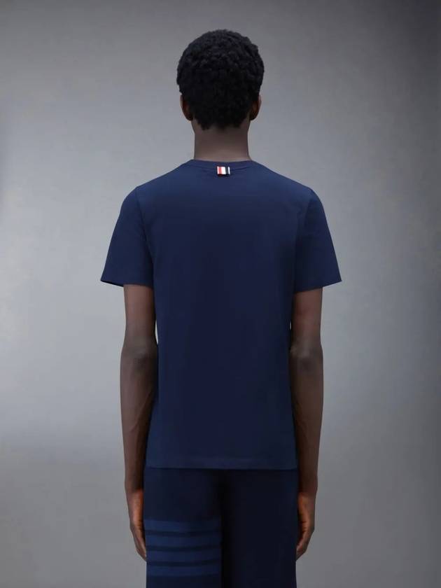 Men's Side Slit Relaxed Short Sleeve T-Shirt Navy - THOM BROWNE - BALAAN 3