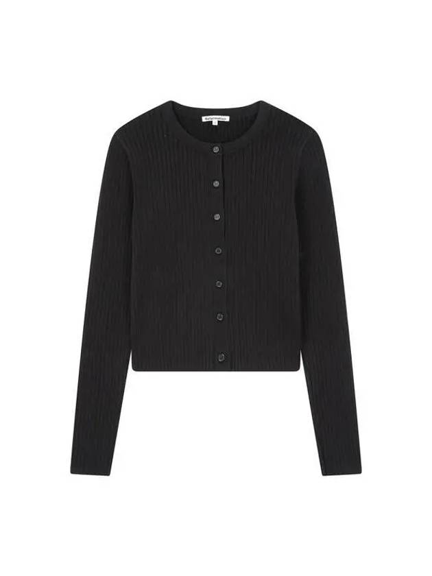 Ribbed crew neck cropped cardigan black 270687 - REFORMATION - BALAAN 1